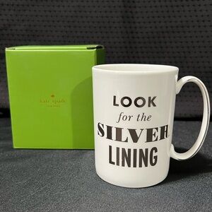 Kate Spade White Mug with Silver Text